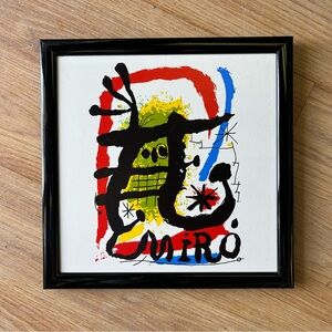 Framed Ceramic Tile by Joan Miro’ Spain Colorful Abstract MCM